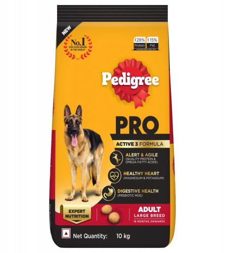 Pedigree PRO Adult Dry Dog Food for Large Breed Active Dog, 10kg Pack (Free Shipping Worldwide)