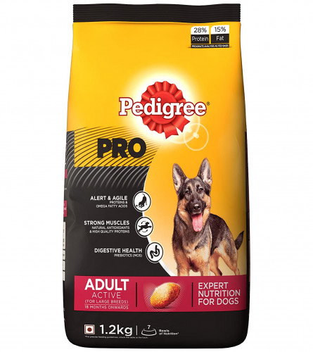 Pedigree PRO Expert Nutrition Active Adult Large Breed Dogs Dry Dog Food 1.2kg (Free Shipping World)