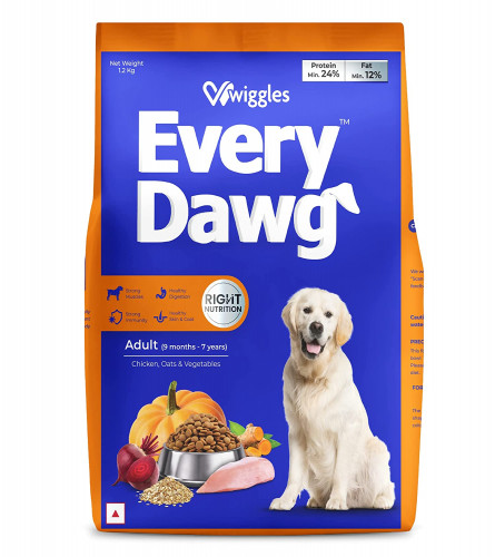 Wiggles EveryDawg Dry Adult Dog Food, 1.2kg (Chicken, Oats & Vegetables) Free Shipping Worldwide