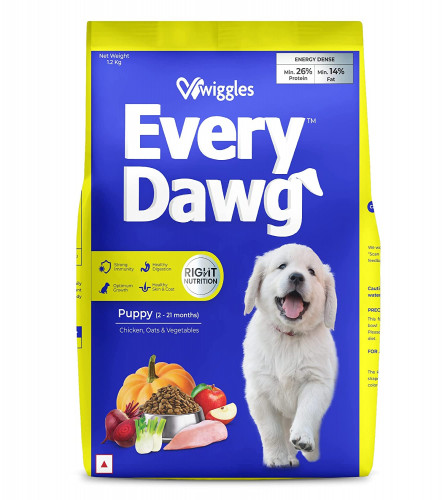 Wiggles EveryDawg Dry Puppy Dog Food, 1.2kg (Chicken, Oats & Vegetables) Free Shipping worldwide