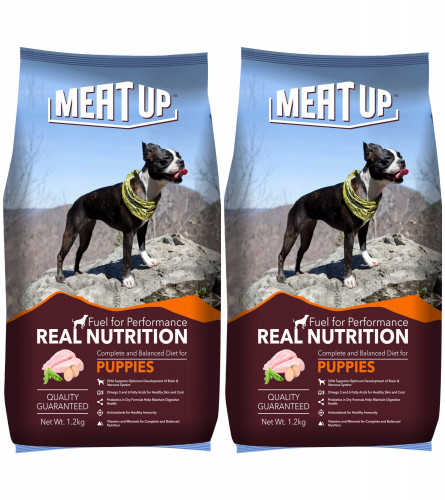 Meat Up Puppy Dry Dog Food, Chicken Flavor, 1.2 Kg X 2 PACK (Free Shipping Worldwide)