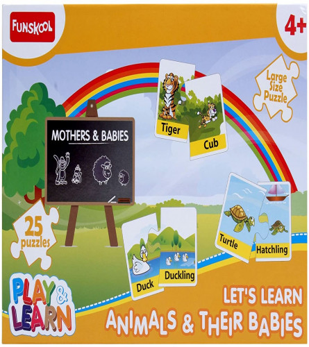Funskool Play & Learn-Animals & Their Babies,Educational,25 Pieces,Puzzle,for 4 Year Old Kids