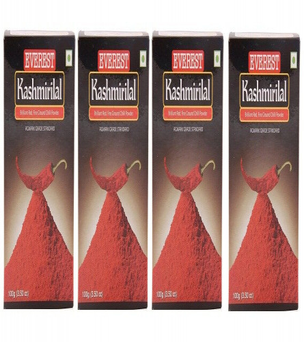 Everest Powder, Kashmirilal Brilliant Red Chilli Powder,100g (PACK OF 4) (Free Shipping Worldwide)