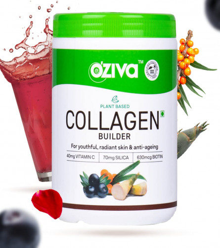 OZiva Plant Based Collagen Supplement for Women & Men With Biotin, Silica, Pomegranate & Vitamin C 250 gm