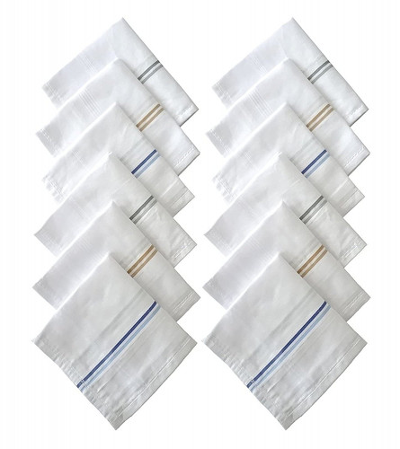 Premium White Handkerchiefs Hanky For Men 100% Cotton, XXL