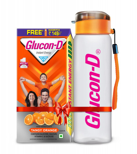 Glucon-D Instant Energy Health Drink Tangy Orange - 1kg Refill with bottle (Free shipping worldwide)