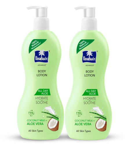 Parachute Advansed All Day Aloe Body Lotion with Coconut Milk & Aloe Vera,400 ML(Pack of 2)Free ship