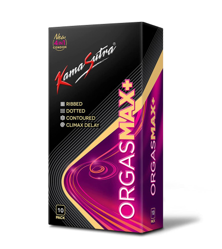KamaSutra Orgasmax+ Condoms for Men & Women, Dotted and Ribbed 10 count (Pack of 3) Fs