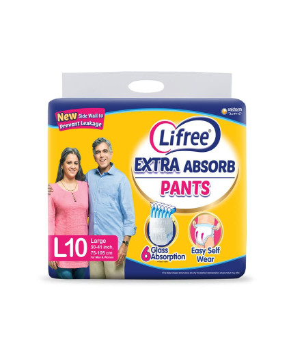 Lifree Extra Absorb Adult Diaper Pants Unisex, Large size 10 Pieces