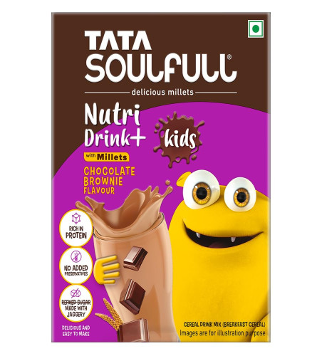 Tata SoulfullNutri Drink+ for Kids With Millets Chocolate Brownie Flavor 200 G (Pack of 2) Online - Epakira