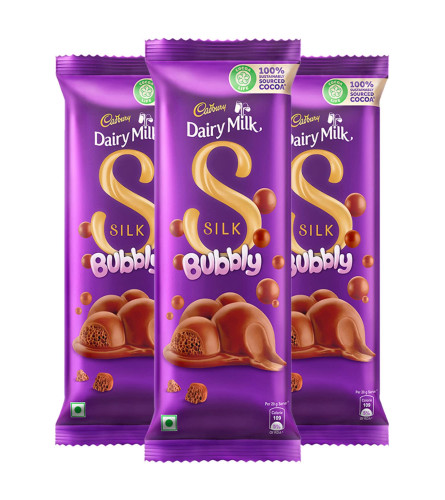 Cadbury Dairy Milk Silk Bubbly Chocolate bar, Pack of 3 x 120g (Free shipping worldwide)