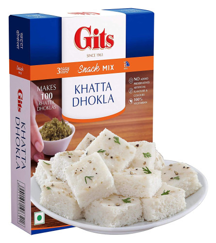 Gits Instant Khatta Dhokla Mix, Makes 100 Per Pack, Pure Veg, Instant Indian Snack Mix, 500g