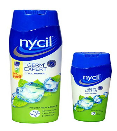 Nycil Germ Expert Cool Herbal Prickly Heat and Cooling Powder - 150 g ,50 g Free shipping for isreal