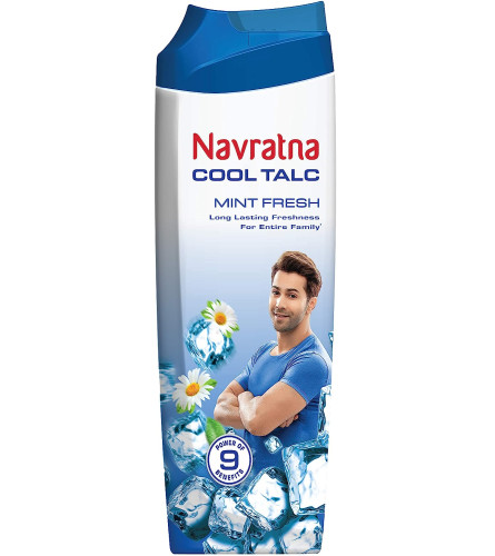 Navratna Cool Mint Fresh Talc | Instant Sweat Absorption and Cooling Effect 400g Free shipping world