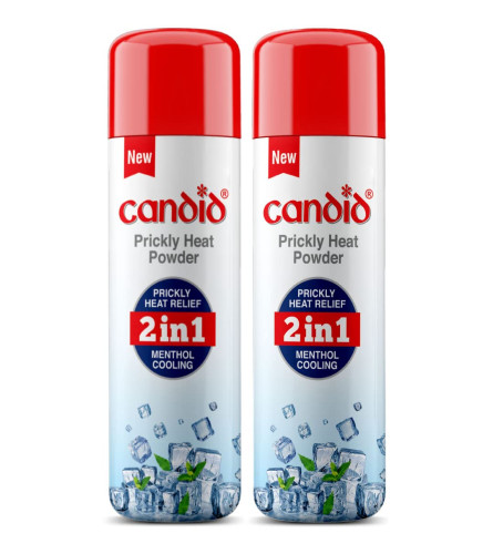 Candid Prickly Heat Powder 120g with Natural ingredients like menthol,neem etc(Pack of 2), White