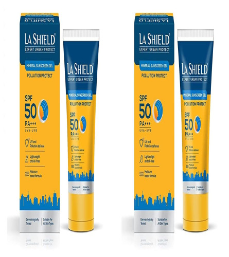 La Shield Mineral Sunscreen Gel For Pollution Protect - SPF 50 PA+++,50 g x Pack of 2 Free shipping