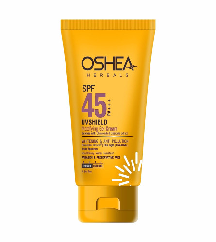 Oshea UVshield Mattifying Gel Cream Spf 45 Pa+++ with Chamomile & Calendula Extract White I 120 g