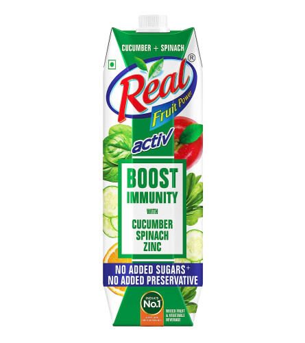 Real Activ Cucumber Spinach Fruit Juice - 1L | No Added Sugars, No Added Preservatives Free shipping