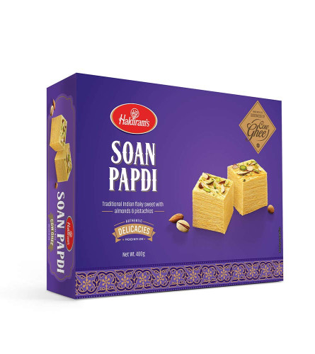 Haldiram's Cow Ghee Soan Papdi , 400g, Indian Sweets Diwali Gift Pack (Free Shipping worldwide)