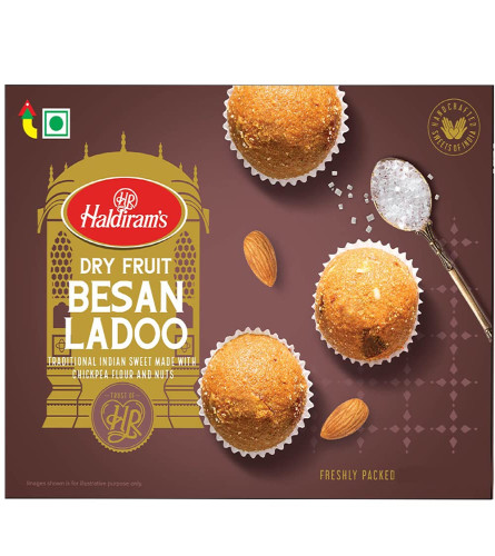 Haldirams Mithas Besan Ladoo - Dry Fruit, 400g, Indian Sweets Diwali gift pack Free shipping world
