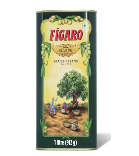 Figaro Olive Oil- Pure Olive Oil-Daily Cooking Oil- Perfect for Indian Dishes- Curries, Gravy 1L Tin
