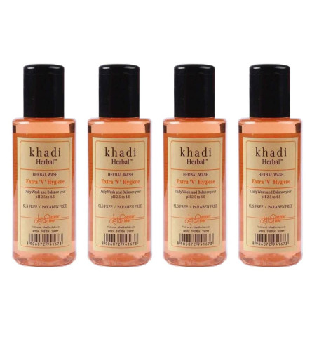 Khadi Herbal Intimate Hygiene Herbal V-Wash SLS and Paraben Free Suitable  Pack of 4 (400ml)