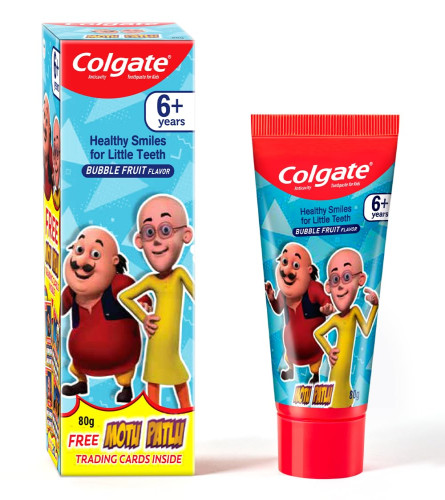 Colgate Kid's Motu Patlu Anticavity Bubble Fruit Flavour Toothpaste, Cavity Protection 80g X 2 PACK