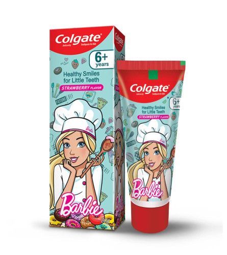 Colgate Kid's Barbie 80g X 2 PACK Anticavity Toothpaste -Strawberry Flavour for Cavity Protection,