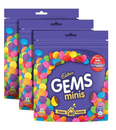 Cadbury Gems Chocolate Home Treats Pack, 126.4 g (Pack of 3) Free shipping worldwide