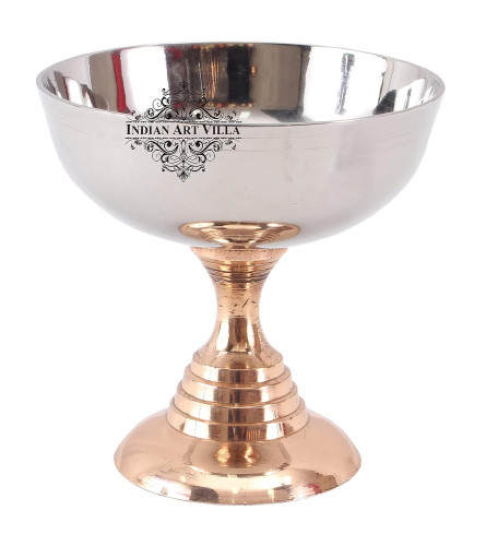 INDIAN ART VILLA Steel Ice Cream Cup with Copper Stand 150 ml (pack of 1 )