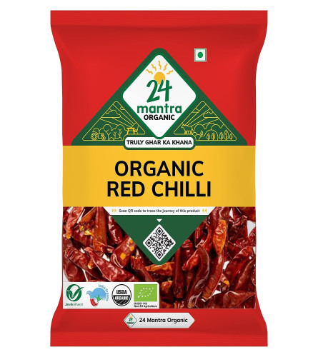 24 Mantra Organic Red Stick Chilly/Lal Mirch/Erra Mirapakaya - 100gms ,100% Organic Free SHIPPING