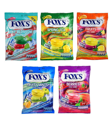 Fox's Crystal Clear Fruits Oval Candy Mix Flavoured 125g x 5 Pouch Free shipping worldwide