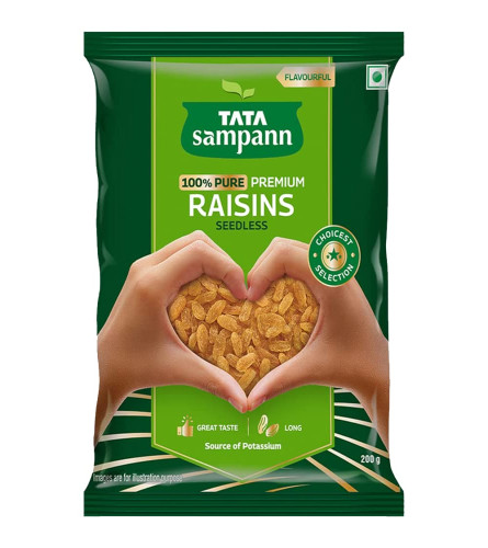 Tata Sampann Pure Raisins Seedless | Premium Kishmish | Source of Potassium | Premium Dry Fruits . (Free Shipping)