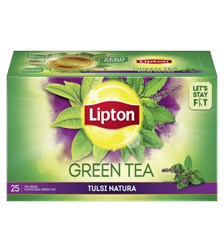 Lipton Tulsi Natura Green Tea, 25 Tea Bags X 2 PACK Free shipping worldwide