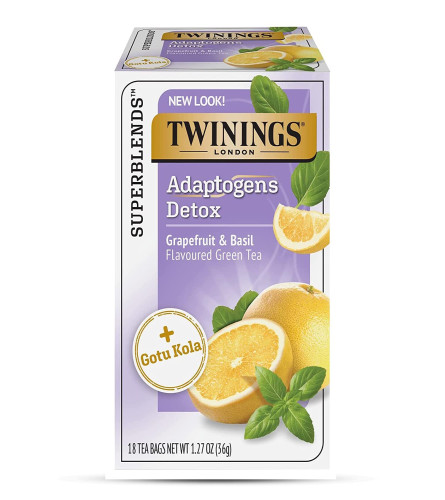 Twinings Superblends Adaptogens Detox with Gotu Kola, Grapefruit & Basil , 18 Tea Bags X 2 PACK