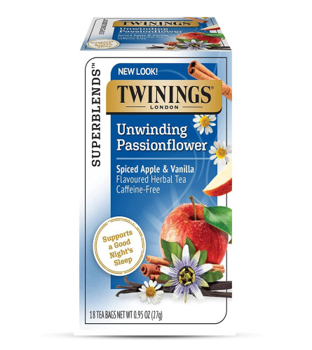 Twinings Superblends Unwinding Passionflower Spiced Apple & Vanilla  Herbal Tea 18 Tea Bags X 2 PACK
