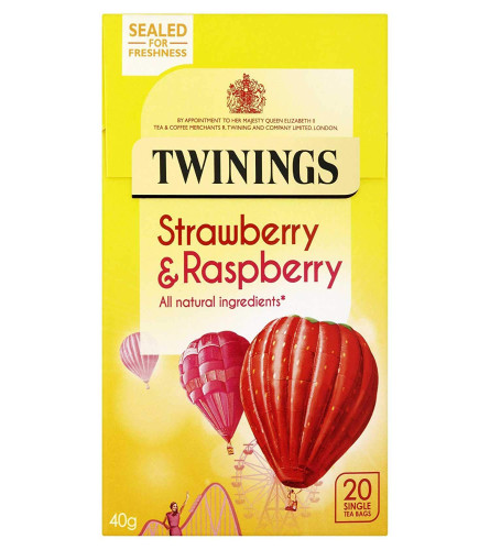 Twinings Strawberry & Raspberry Tea - 20 Tea bags X 2 PACK Free shipping world