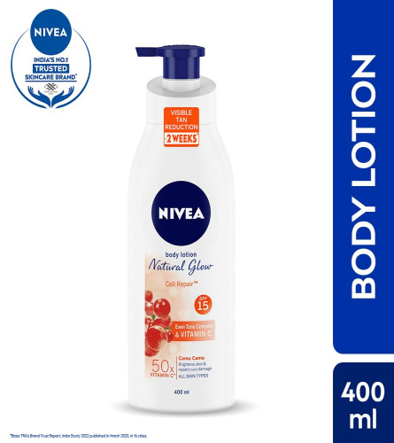 Nivea-Körperlotion Natürliches Glühen, Zellreparatur, SPF 15 & 50X Vitamin C 400 ml (Kostenloser Versand)
