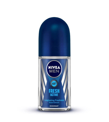NIVEA MEN Fresh Active 50ml Deo Roll On | With Fresh Ocean Extracts| 48 H Freshness| 0% Alcohol | Dermatalogically Approved & Paraben Free Formula ( Free Shipping )
