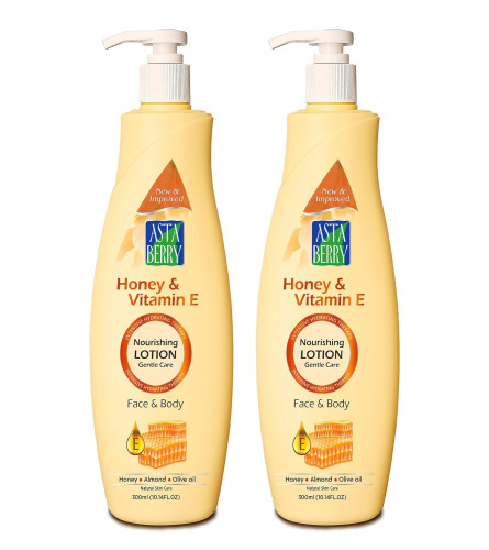 Astaberry Honey & Vitamin E Feuchtigkeitsspendende Gesichts- und Körperlotion 300 ml (2er-Pack)