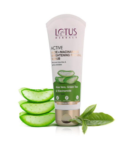 lotus-herbals-active-aloe-niacinamide-brightening-revival-scrub-removes-impurities-exfoliatespraben-freeall-skin-types100gm-free-shipping-worldwide-