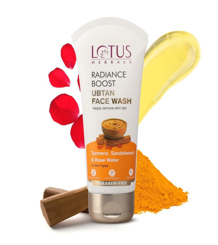 lotus-herbals-radiance-boost-ubtan-face-scrub-turmeric-sandalwood-and-rose-water-glowing-skin-reducing-dark-spots-paraben-free-mineral-oil-free-100g-free-shipping-worldwide-