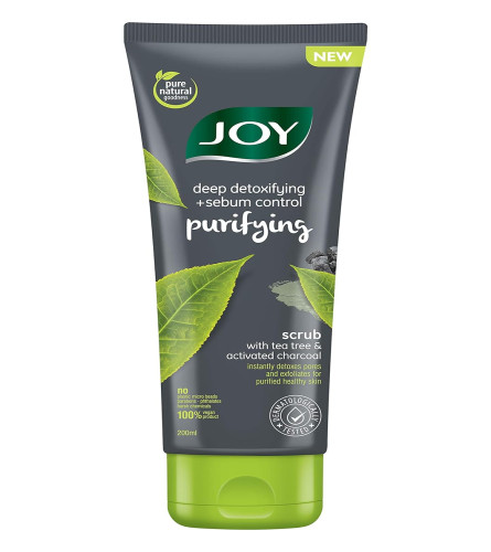 joy-exfoliating-charcoal-face-scrub-for-men-women-200gm-oil-control-scrub-for-face-with-tea-tree-detoxifies-purifies-all-skin-types-100-vegan-gentle-on-skin-free-shipping-worldwide-