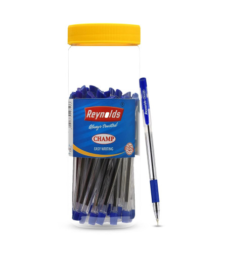 reynolds-champ-bp-30-count-jar-blue-i-lightweight-ball-pen-with-comfortable-grip-for-extra-smooth-writing-i-school-and-office-stationery-07mm-tip-size-free-shipping-worldwide-