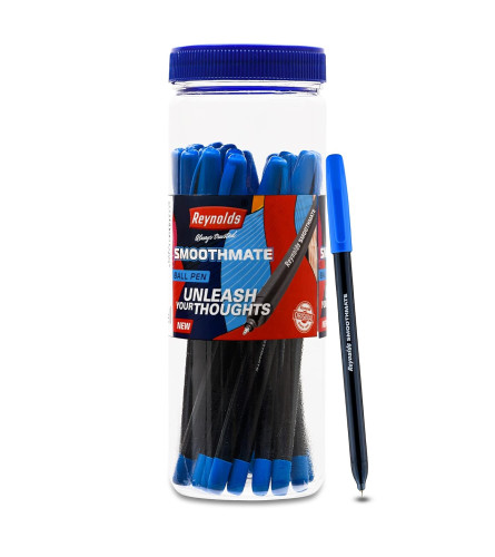 reynolds-smoothmate-20-ct-jar-blue-i-lightweight-ball-pen-with-comfortable-grip-for-extra-smooth-writing-i-school-and-office-stationery-07mm-tip-size-free-shipping-worldwide-