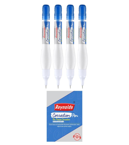reynolds-correction-pen-whitener-i-smudge-free-operation-with-unique-squeeze-control-applicator-i-precise-whitener-pen-for-correction-for-students-and-professionals-correction-pen--4-pieces-free-shipping-worldwide-