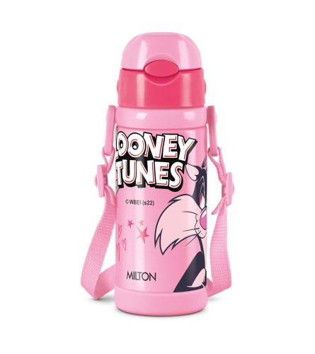 milton-charmy-450-looney-tunes-thermosteel-kids-water-bottle-400-ml-pink-vacuum-insulated-hot-cold-leak-proof-rust-proof-school-picnic-free-shipping-worldwide-