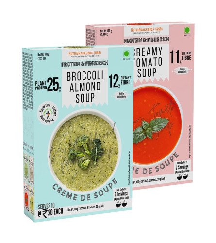 nutrisnacksbox-healthy-soup-combo-pack-200g-pack-of-2-x-100g-10-soup-sachets-x-20g-broccoli-almond-soup-hot-creamy-tomato-soup-healthy-soup-with-protein-and-fibers-free-world-wide-shipping