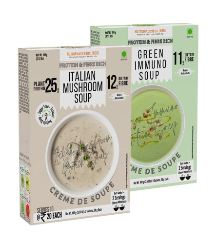 nutrisnacksbox-healthy-soup-combo-pack-200g-pack-of-2-x-100g-10-soup-sachets-x-20g-green-immuno-soup-italian-mushroom-soup-healthy-soup-with-protein-and-fibers-free-world-wide-shipping
