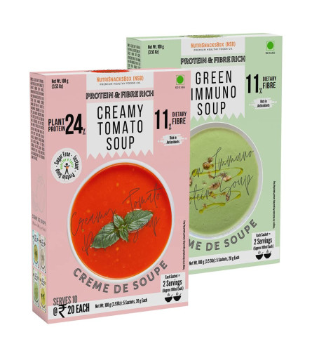 nutrisnacksbox-healthy-soup-combo-pack-200g-pack-of-2-x-100g-10-soup-sachets-x-20g-creamy-tomato-soup-green-immuno-soup-healthy-soup-with-protein-and-fibers-free-world-wide-shipping
